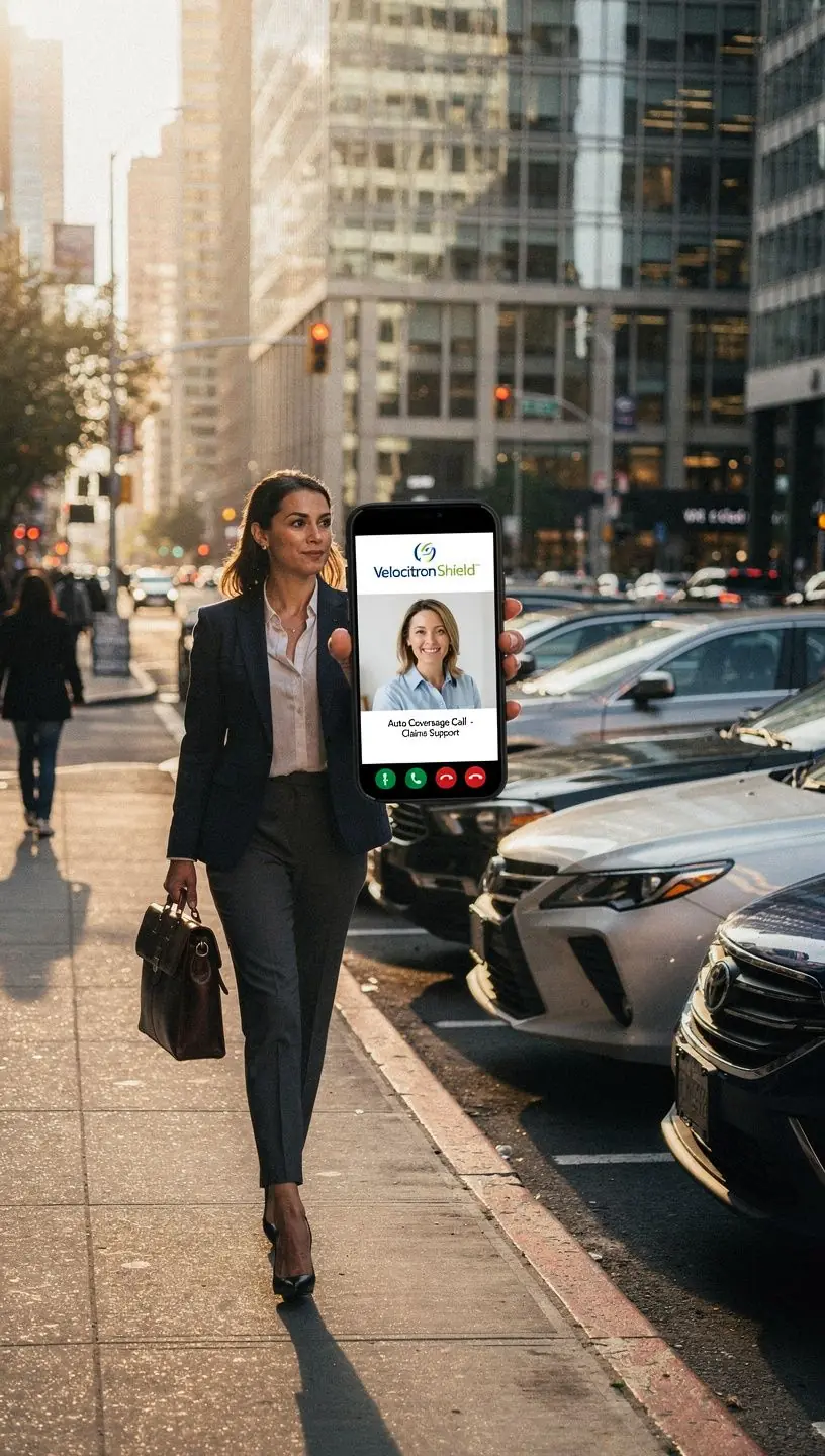 Zdjęcie przedstawiające proces składania roszczenia, z osobą korzystającą z aplikacji na smartfonie w celu uproszczenia procedury.