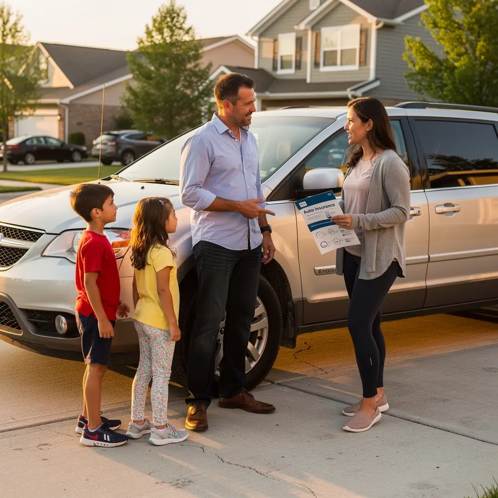 Obraz przedstawiający różne samochody z uśmiechniętymi właścicielami, symbolizujący zadowolenie z ubezpieczenia komunikacyjnego.